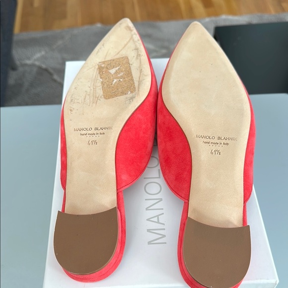 Manolo Blahnik Women's Pink Suede Mules Maysale - Picture 6 of 6